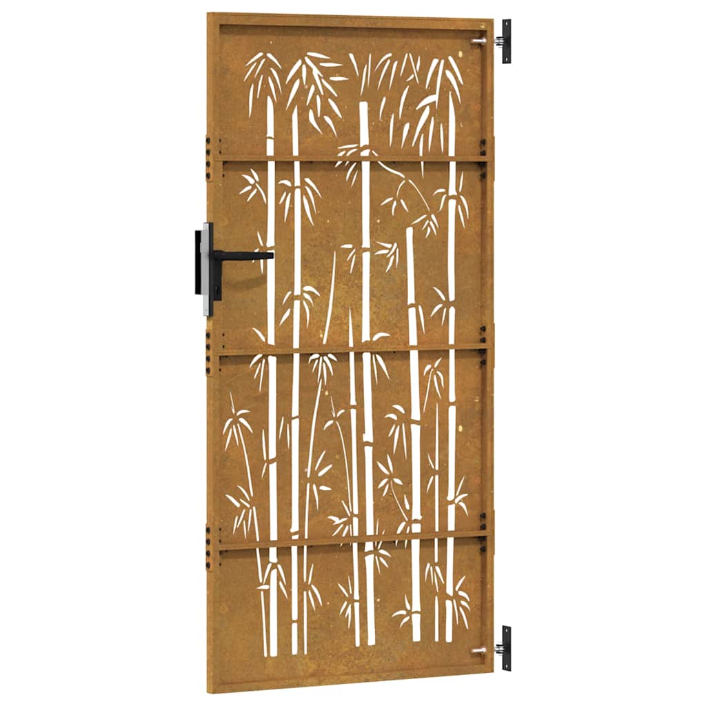 Gartentor Cortenstahl Bambus-Design