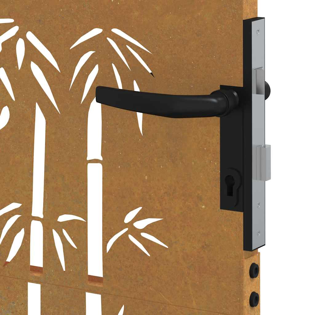 Gartentor Cortenstahl Bambus-Design