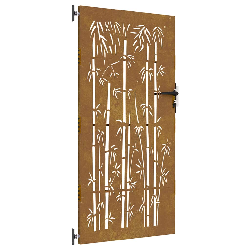 Gartentor Cortenstahl Bambus-Design
