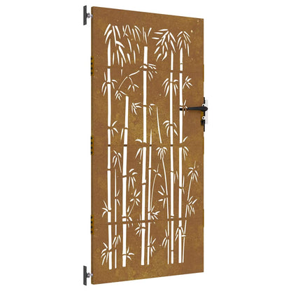 Gartentor Cortenstahl Bambus-Design
