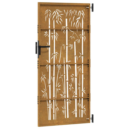 Gartentor Cortenstahl Bambus-Design