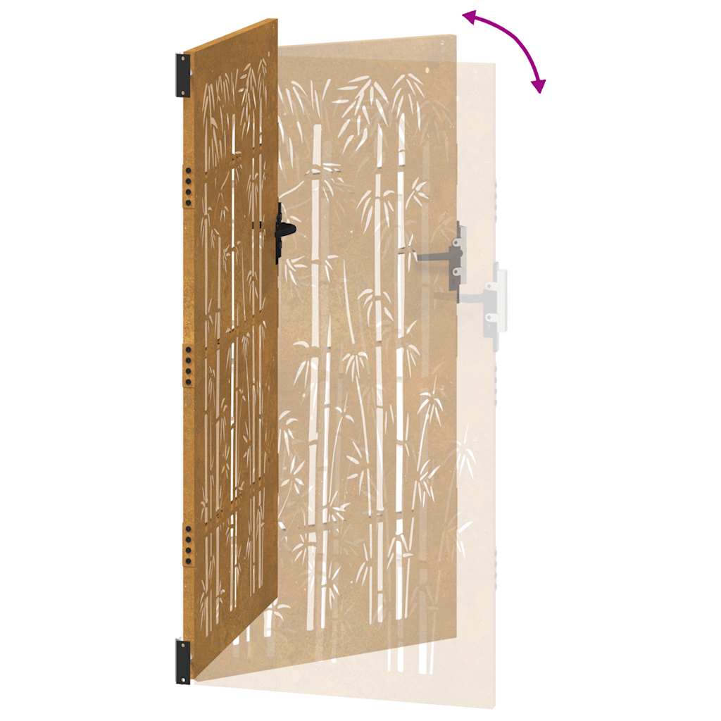 Gartentor Cortenstahl Bambus-Design