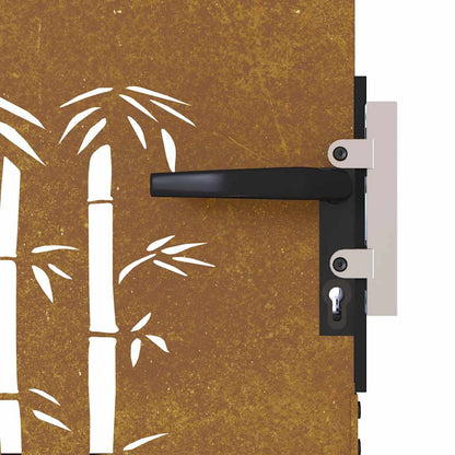 Gartentor Cortenstahl Bambus-Design