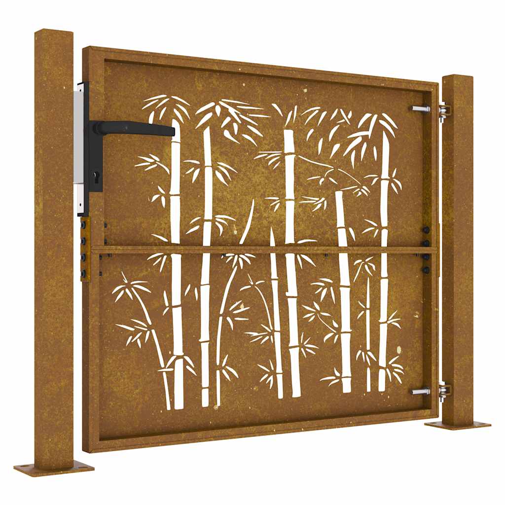 Gartentor Cortenstahl Bambus-Design
