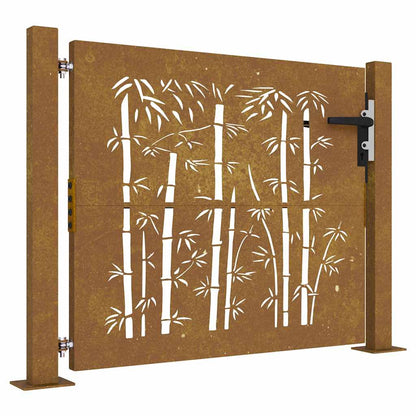 Gartentor Cortenstahl Bambus-Design