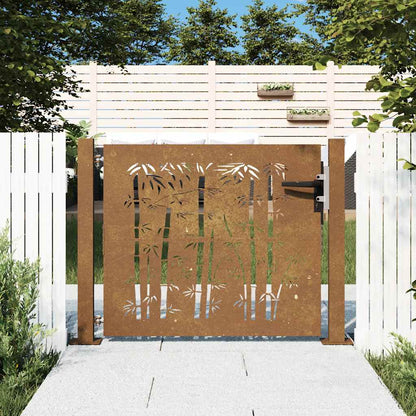 Gartentor Cortenstahl Bambus-Design