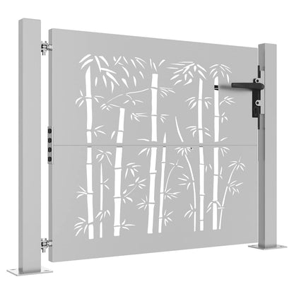 Gartentor Cortenstahl Bambus-Design