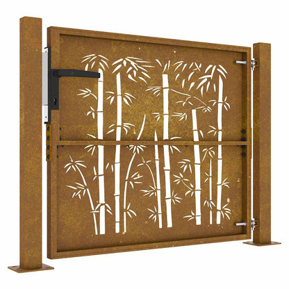 Gartentor Cortenstahl Bambus-Design