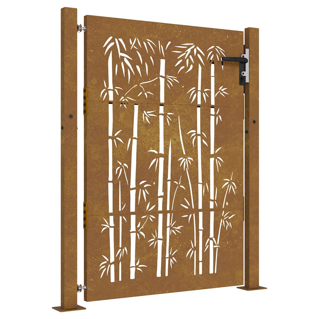 Gartentor Cortenstahl Bambus-Design