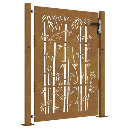 Gartentor Cortenstahl Bambus-Design