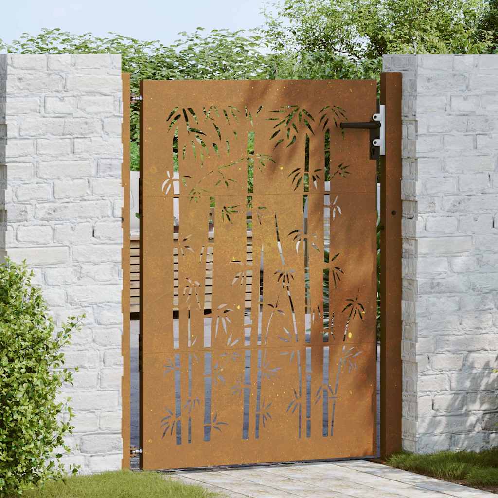 Gartentor Cortenstahl Bambus-Design