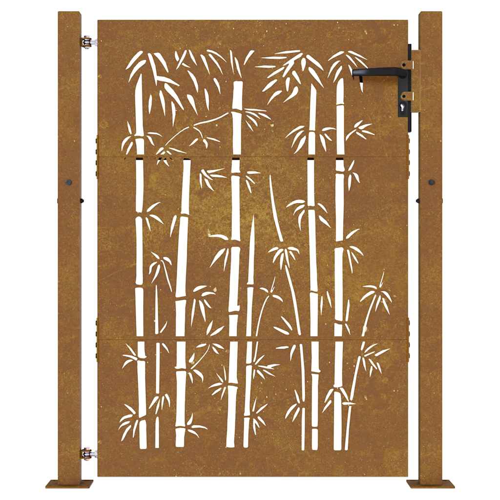 Gartentor Cortenstahl Bambus-Design