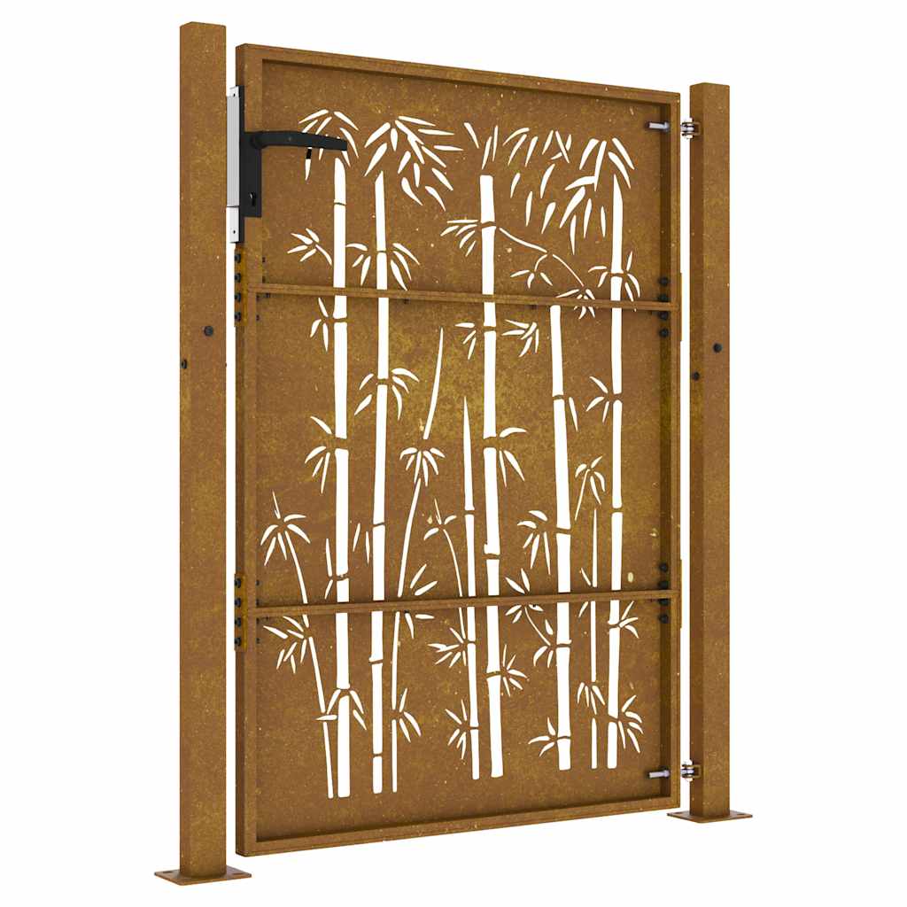 Gartentor Cortenstahl Bambus-Design
