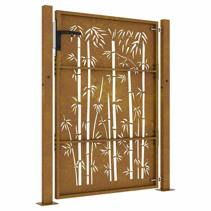 Gartentor Cortenstahl Bambus-Design