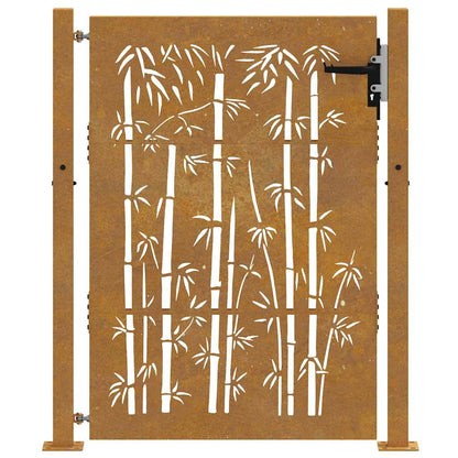 Gartentor Cortenstahl Bambus-Design