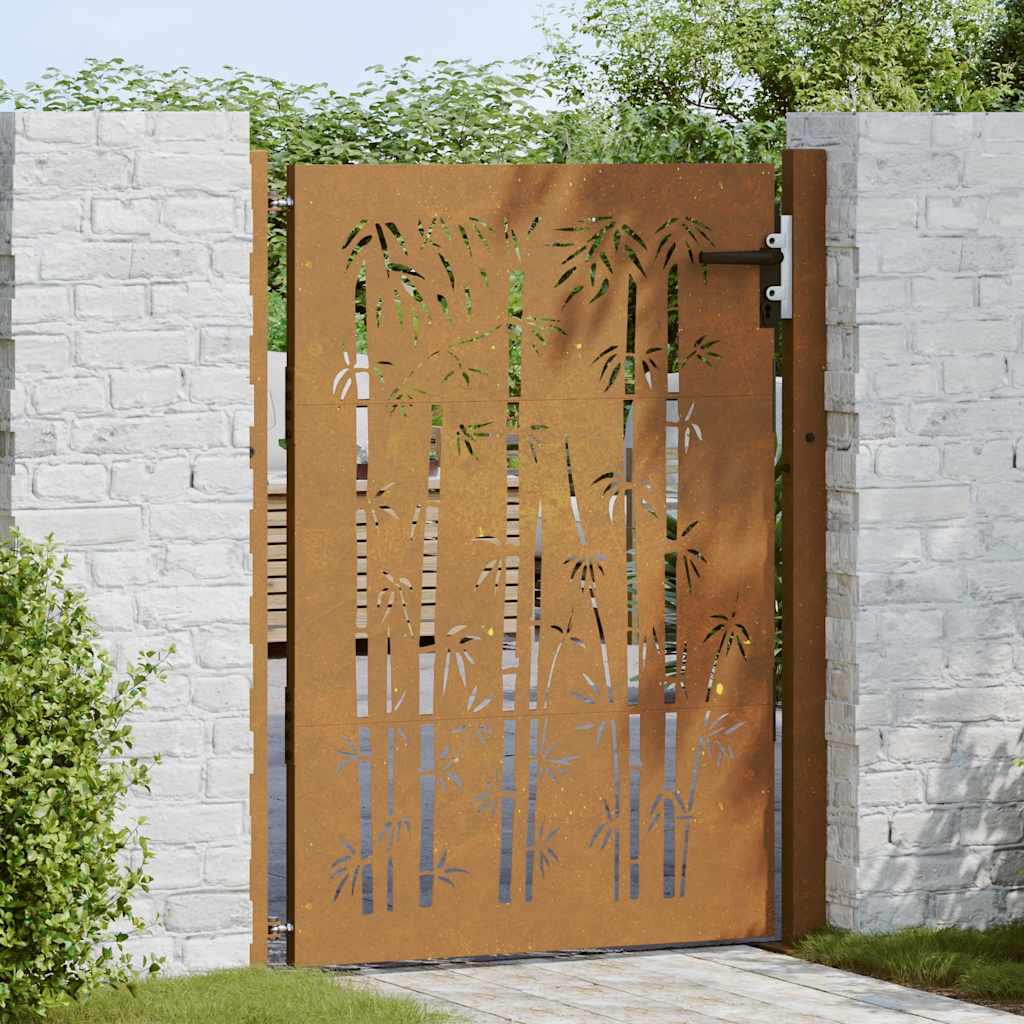 Gartentor Cortenstahl Bambus-Design