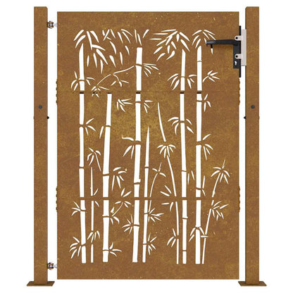 Gartentor Cortenstahl Bambus-Design