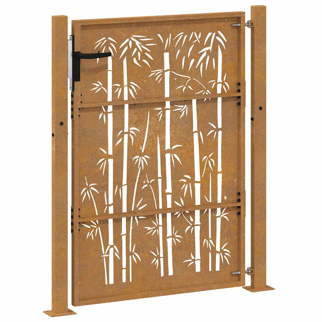 Gartentor Cortenstahl Bambus-Design