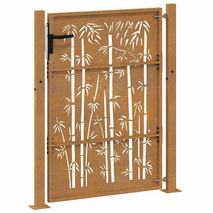 Gartentor Cortenstahl Bambus-Design