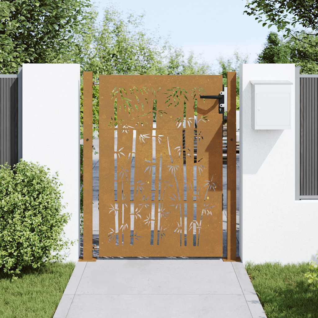 Gartentor Cortenstahl Bambus-Design