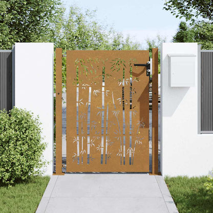 Gartentor Cortenstahl Bambus-Design