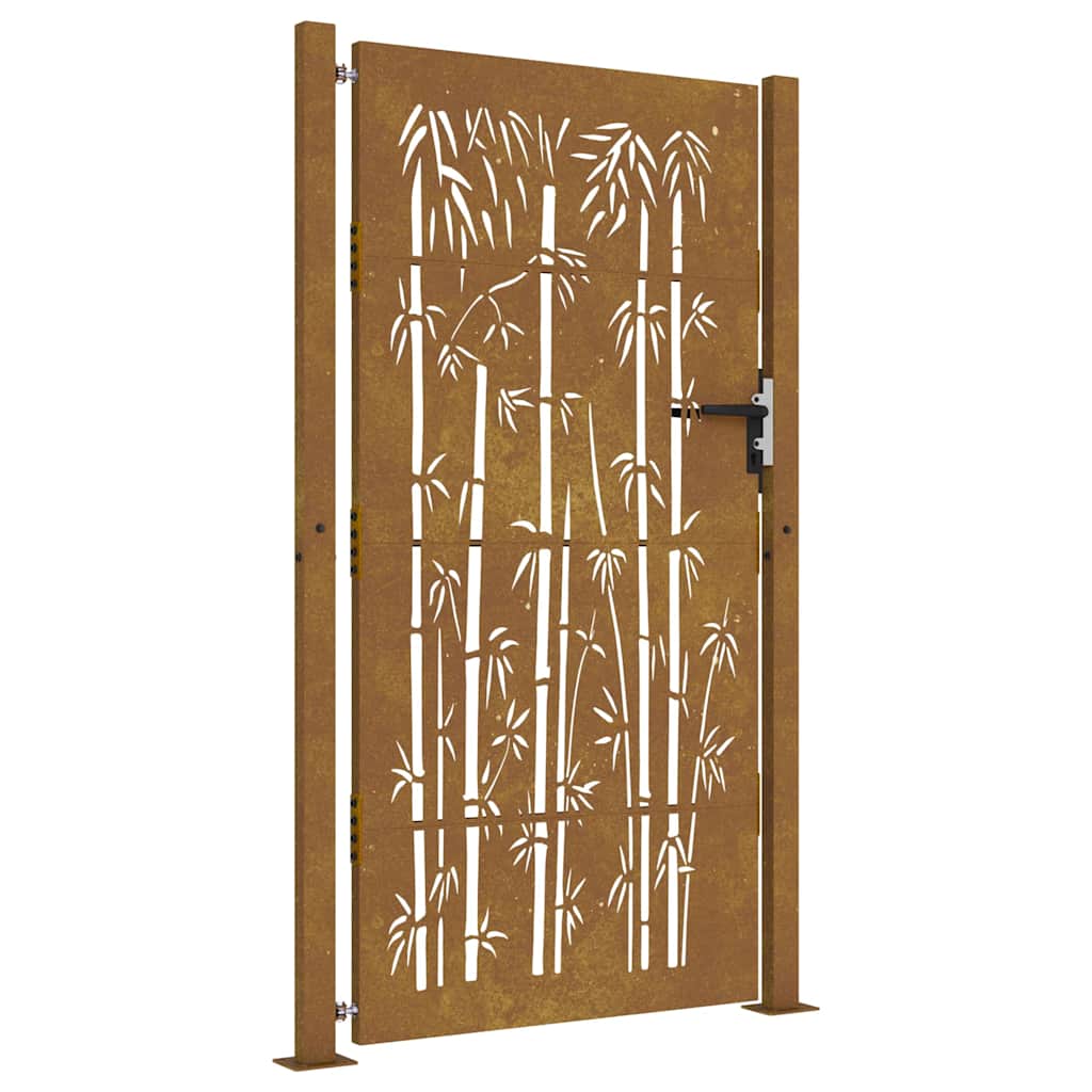 Gartentor Cortenstahl Bambus-Design