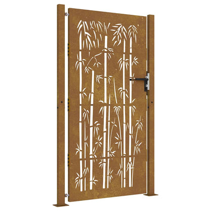 Gartentor Cortenstahl Bambus-Design