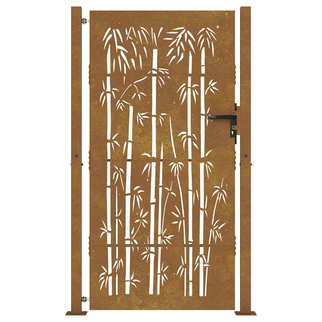 Gartentor Cortenstahl Bambus-Design