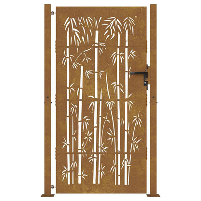 Gartentor Cortenstahl Bambus-Design