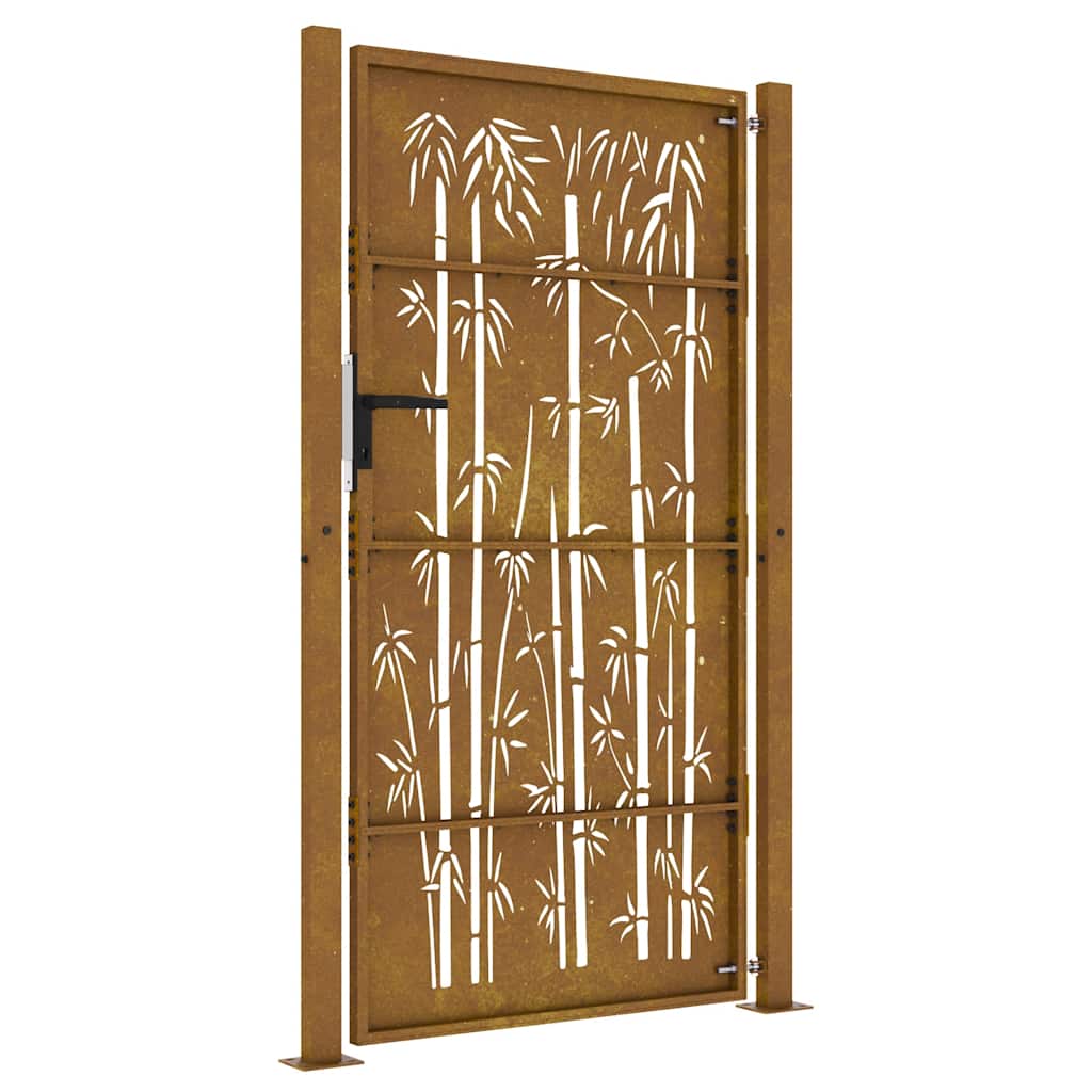 Gartentor Cortenstahl Bambus-Design