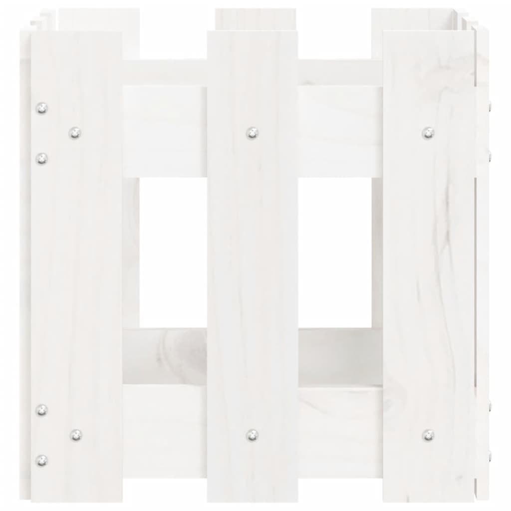 Pflanzkübel Lattenzaun-Design Weiß 30X30X30 Cm Kiefernholz