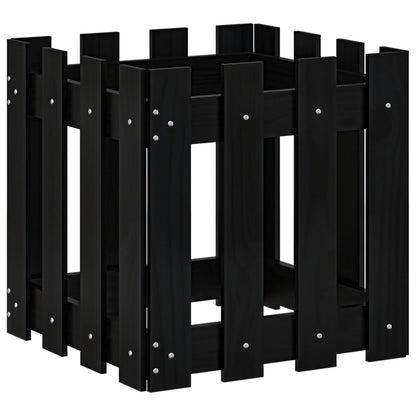 Pflanzkübel Lattenzaun-Design Schwarz 40X40X40 Cm Kiefernholz