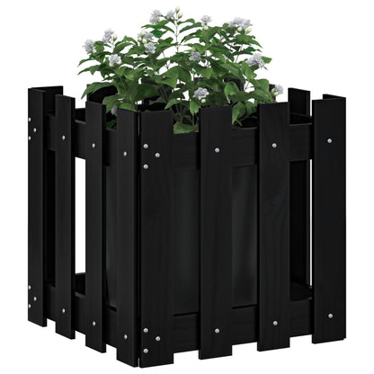 Pflanzkübel Lattenzaun-Design Schwarz 40X40X40 Cm Kiefernholz