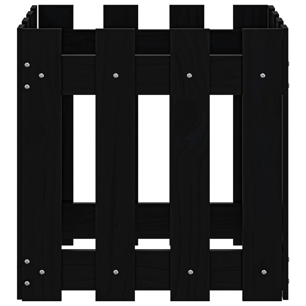 Pflanzkübel Lattenzaun-Design Schwarz 40X40X40 Cm Kiefernholz