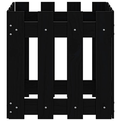Pflanzkübel Lattenzaun-Design Schwarz 40X40X40 Cm Kiefernholz