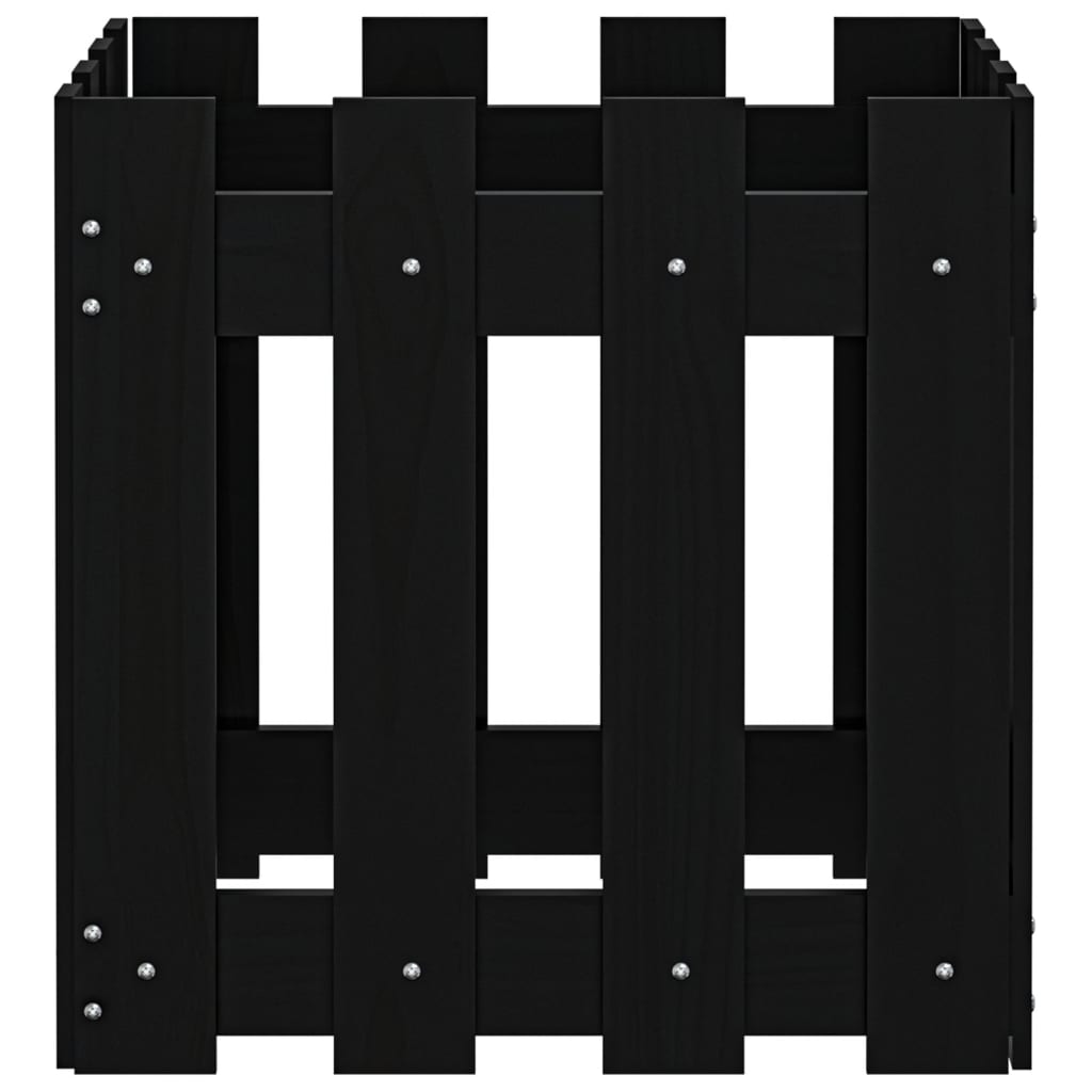 Pflanzkübel Lattenzaun-Design Schwarz 40X40X40 Cm Kiefernholz