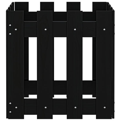 Pflanzkübel Lattenzaun-Design Schwarz 40X40X40 Cm Kiefernholz
