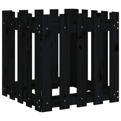 Pflanzkübel Lattenzaun-Design Schwarz 50X50X50 Cm Kiefernholz