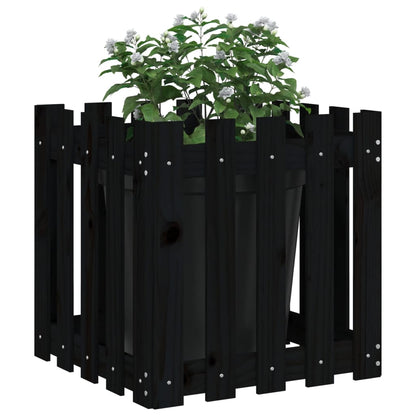 Pflanzkübel Lattenzaun-Design Schwarz 50X50X50 Cm Kiefernholz