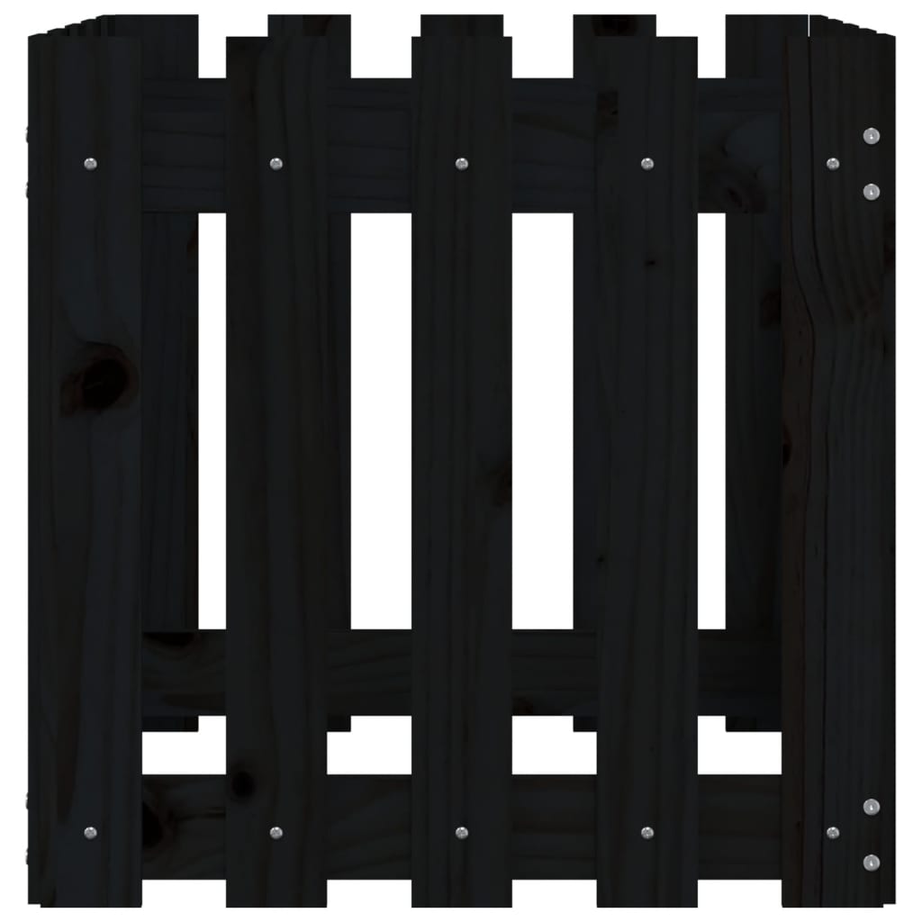 Pflanzkübel Lattenzaun-Design Schwarz 50X50X50 Cm Kiefernholz