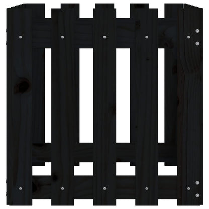 Pflanzkübel Lattenzaun-Design Schwarz 50X50X50 Cm Kiefernholz