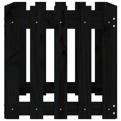 Pflanzkübel Lattenzaun-Design Schwarz 50X50X50 Cm Kiefernholz