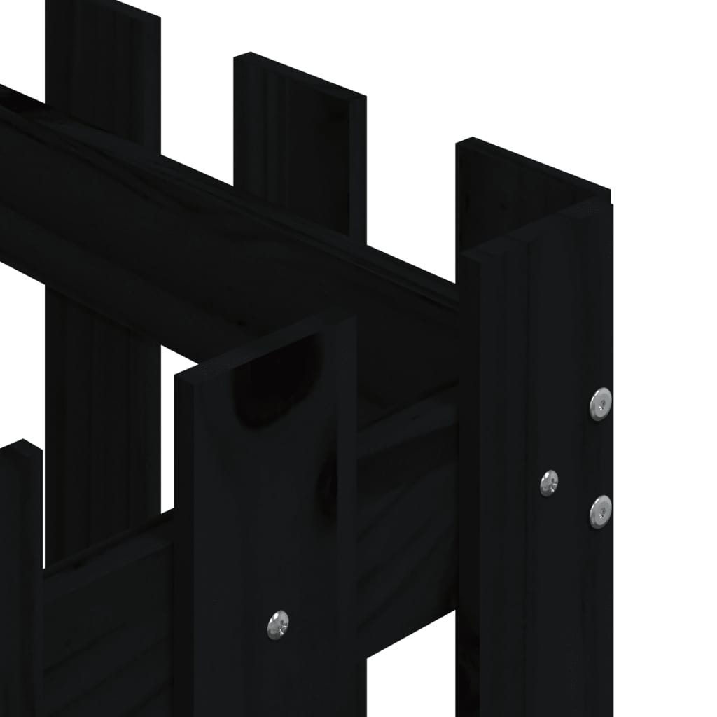Pflanzkübel Lattenzaun-Design Schwarz 50X50X50 Cm Kiefernholz