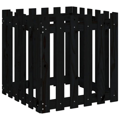Pflanzkübel Lattenzaun-Design Schwarz 60X60X60 Cm Kiefernholz