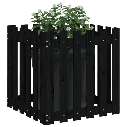 Pflanzkübel Lattenzaun-Design Schwarz 60X60X60 Cm Kiefernholz
