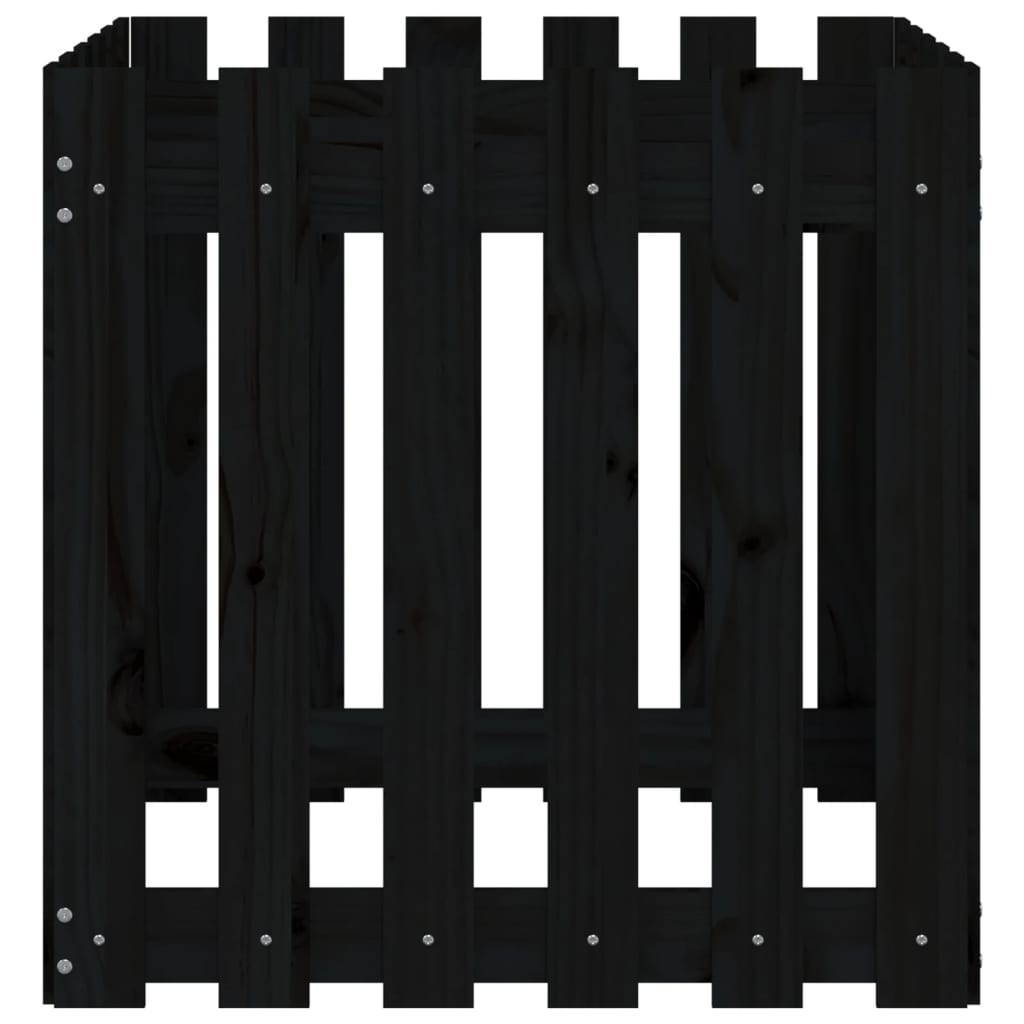 Pflanzkübel Lattenzaun-Design Schwarz 60X60X60 Cm Kiefernholz
