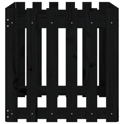Pflanzkübel Lattenzaun-Design Schwarz 60X60X60 Cm Kiefernholz