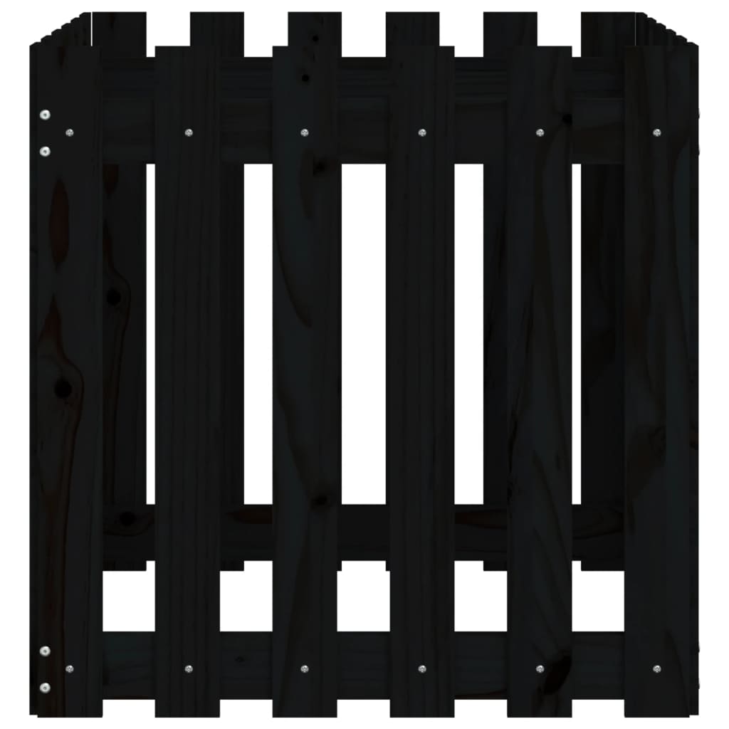 Pflanzkübel Lattenzaun-Design Schwarz 60X60X60 Cm Kiefernholz