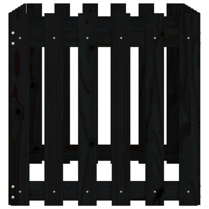 Pflanzkübel Lattenzaun-Design Schwarz 60X60X60 Cm Kiefernholz