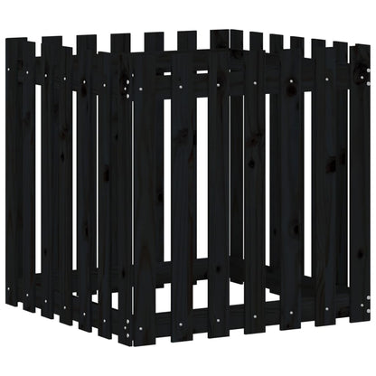 Pflanzkübel Lattenzaun-Design Schwarz 70X70X70 Cm Kiefernholz
